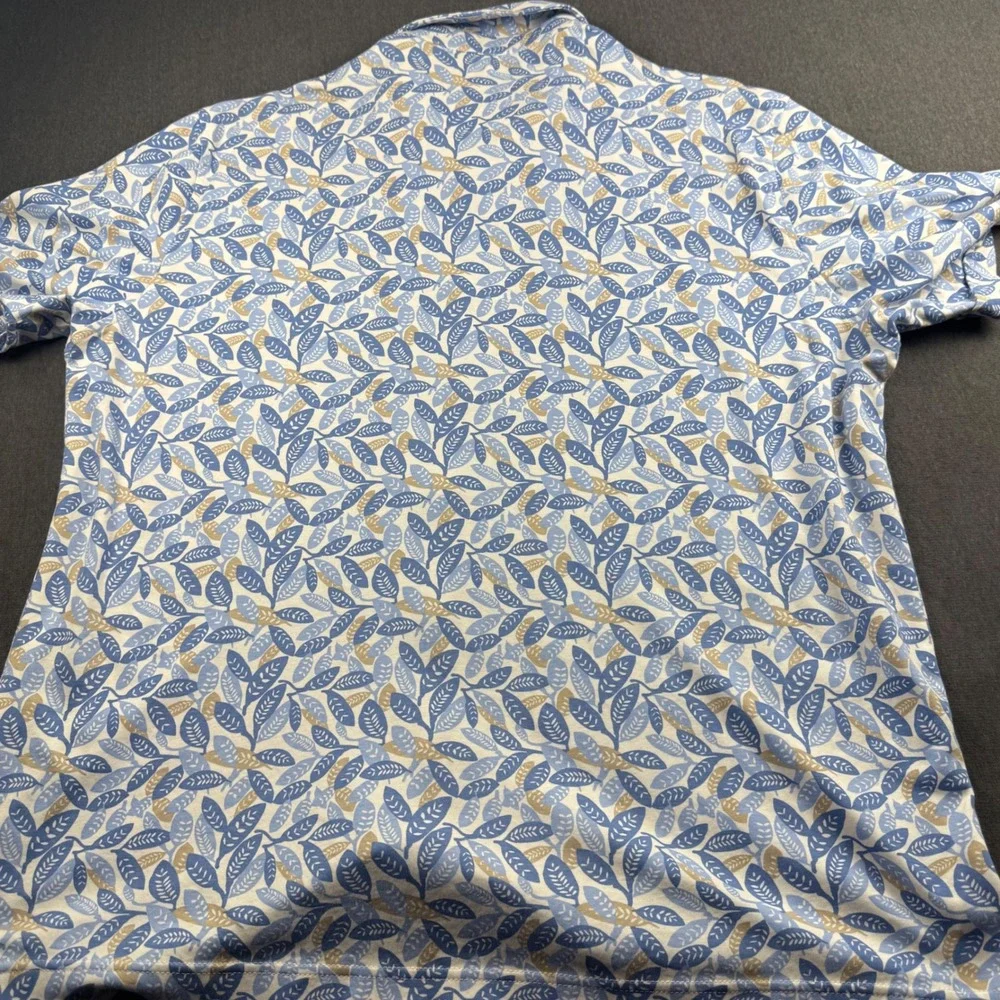 Daniel Cremieux Signature Mens Blue Leaf Print Short Sleeve Button Down Shirt XL